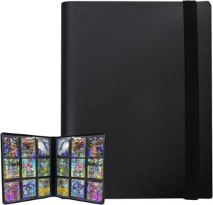 pkmlife trading card binder holder, 9 pockets album sleeves for baseball yugioh mtg cards, collectable sports card binder storage protection, 20 pages put up to 360 cards (black)