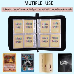 Roffatide 4 Pocket Binder Cards with 50 Removable Double Sided Pages Sheets Trading Card Binder Holds Up to 400 Cards Pockets Zipper Album For Boys Girls