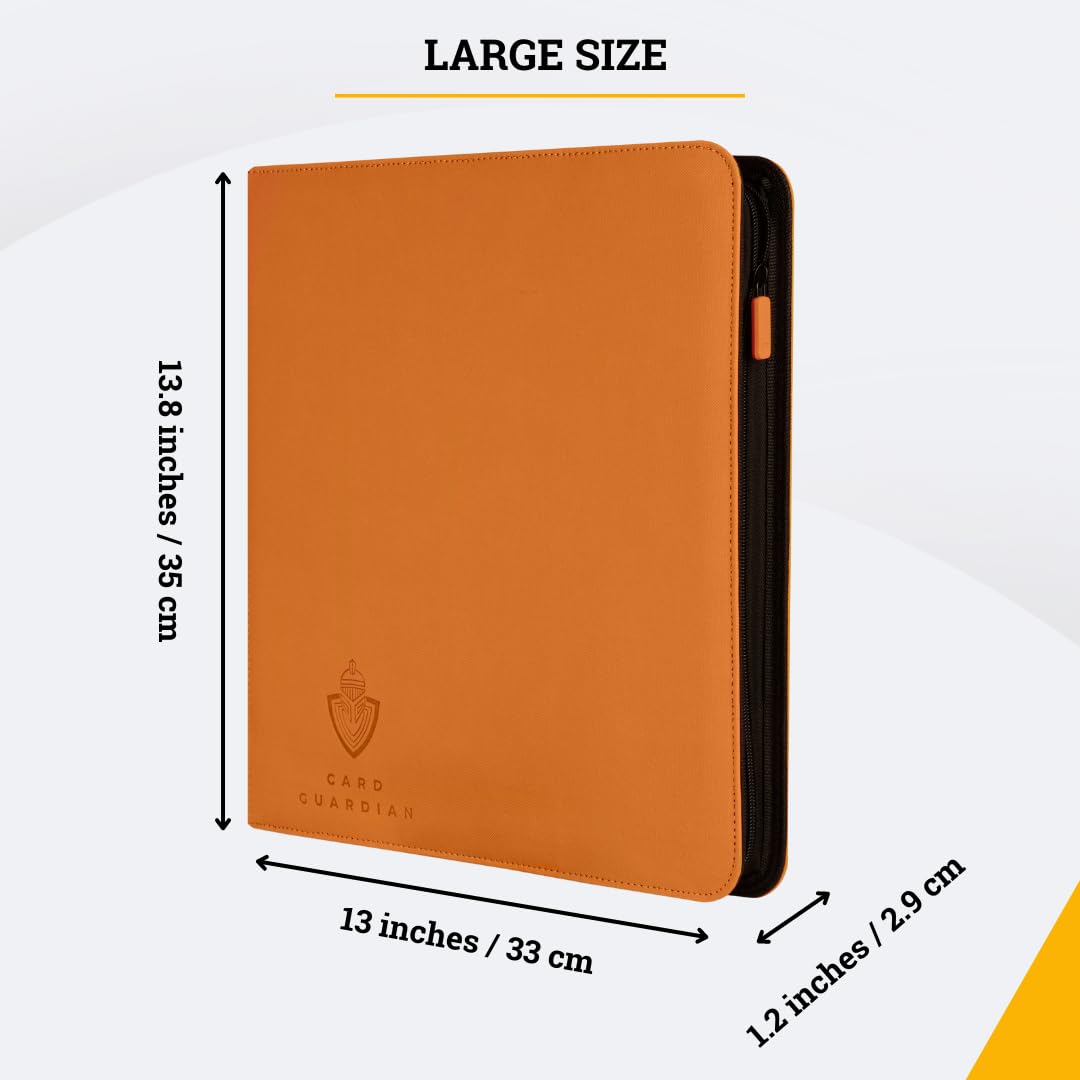 Card Guardian - 12 Pocket Premium Binder with Zipper for 480 Cards Trading Card Games TCG (Orange)