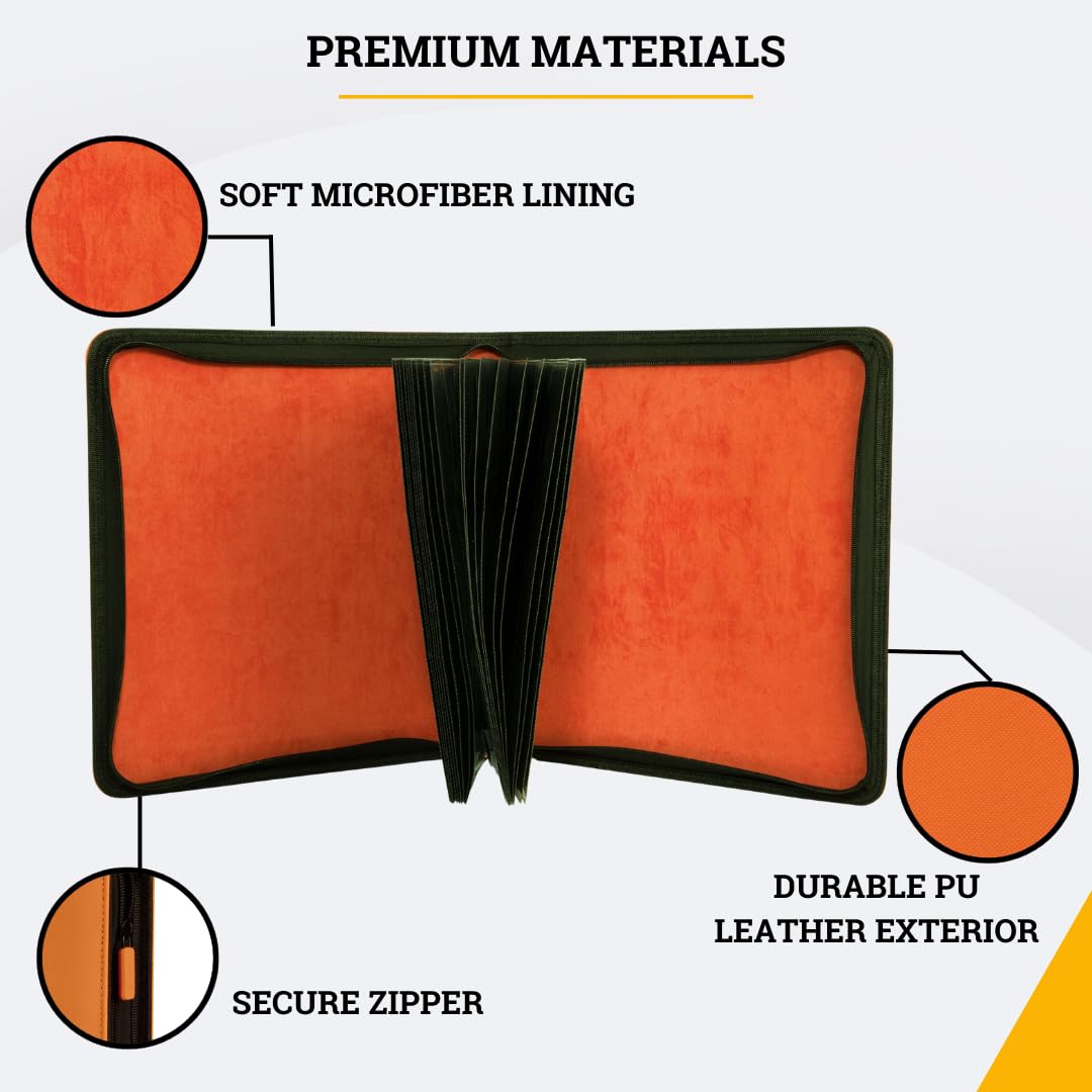 Card Guardian - 12 Pocket Premium Binder with Zipper for 480 Cards Trading Card Games TCG (Orange)