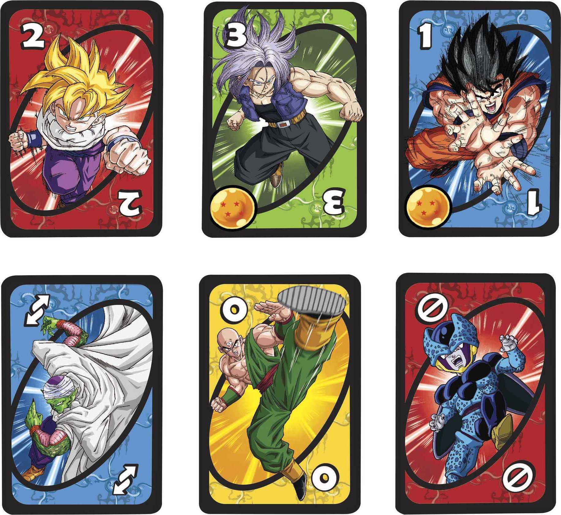 Mattel Games UNO Dragon Ball Z Card Game for Family Night Featuring TV Show Themed Graphics and a Special Rule for 2-10 Players