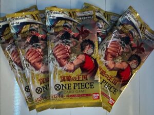 one piece cards kingdoms of intrigue op-04 japanese 5x booster box packs