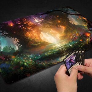 Premium Stitched MTG Playmat with Zones and Non-Slip Rubber Backing - TCG Play Mat for MTG and Other Card Games - Colorful Design with Vintage Look and Feel (DKT (60),No Zones)