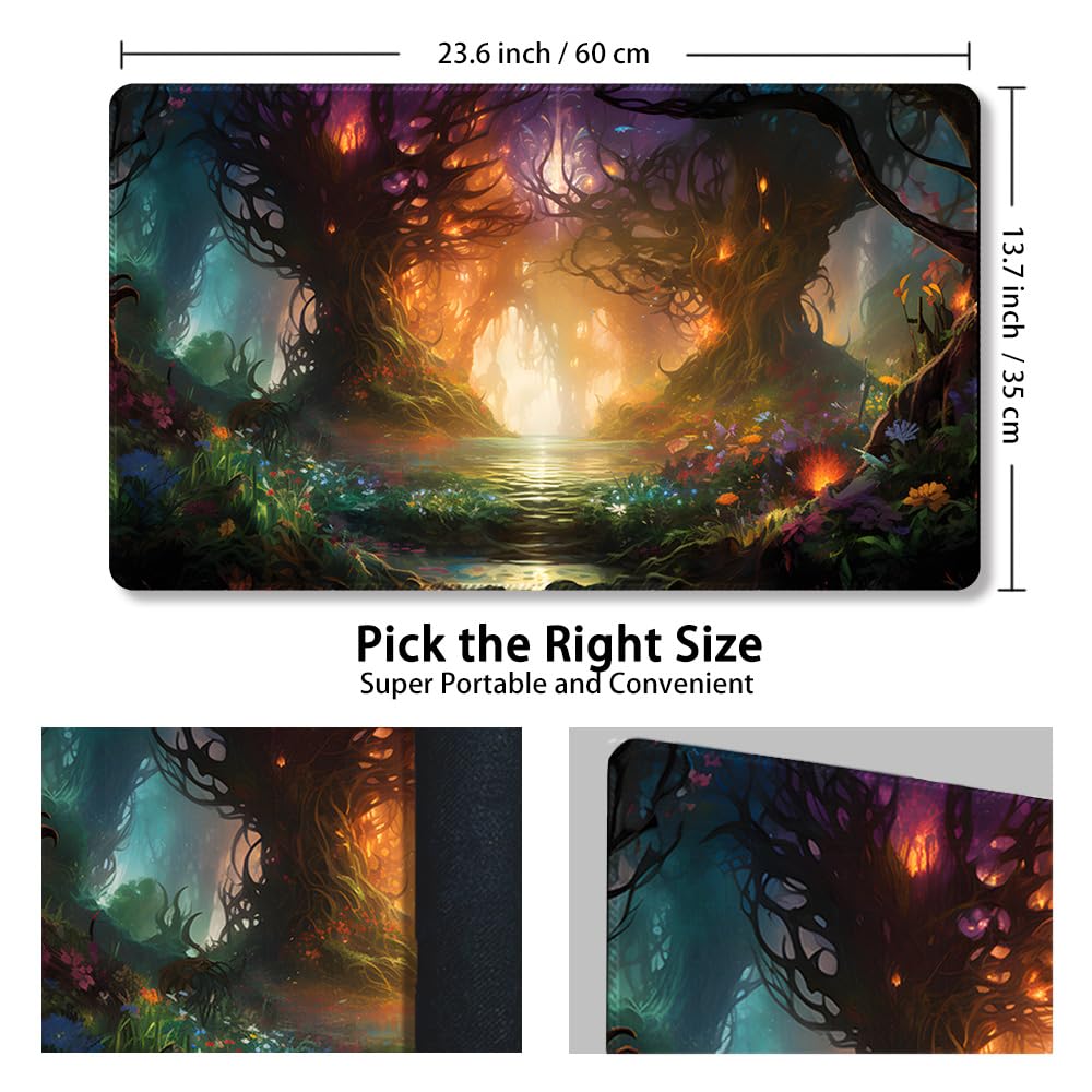 Premium Stitched MTG Playmat with Zones and Non-Slip Rubber Backing - TCG Play Mat for MTG and Other Card Games - Colorful Design with Vintage Look and Feel (DKT (60),No Zones)