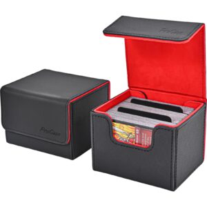 procase 2 pack card deck box for mtg cards with 4 dividers, extra large storage each case fits 160 sleeved card magnetic card holder for mtg commander/tcg/yugioh -black