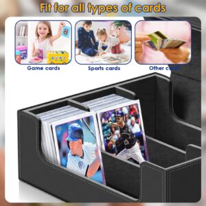 1800+ Card Deck Case for Trading Cards, Leather Magnetic Closure Commander Card Storage Box Magic Card Holders Fit for YuGiOh, MTG and Sport Cards (Black)