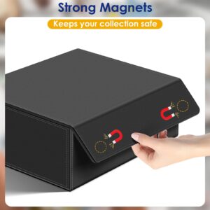 1800+ Card Deck Case for Trading Cards, Leather Magnetic Closure Commander Card Storage Box Magic Card Holders Fit for YuGiOh, MTG and Sport Cards (Black)