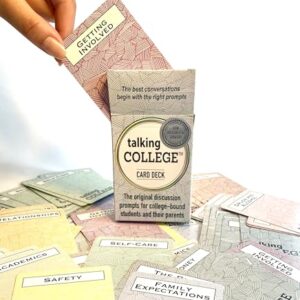 Talking College English Edition Conversation Card Deck - Educational, Health & Safety Cards w/Multiple Dialogue Prompts for Academics, Self Care, Relationships and Family Expectations - 110 Cards