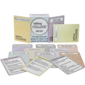 Talking College English Edition Conversation Card Deck - Educational, Health & Safety Cards w/Multiple Dialogue Prompts for Academics, Self Care, Relationships and Family Expectations - 110 Cards