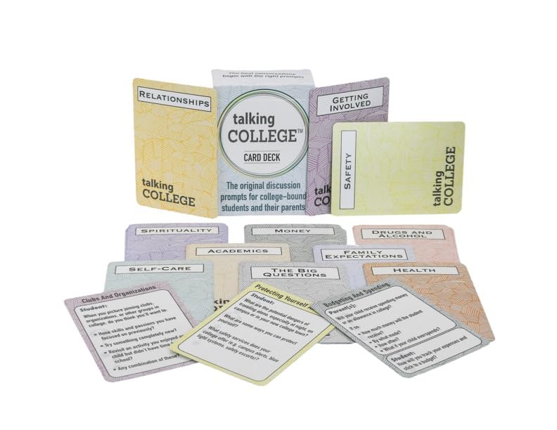 Talking College English Edition Conversation Card Deck - Educational, Health & Safety Cards w/Multiple Dialogue Prompts for Academics, Self Care, Relationships and Family Expectations - 110 Cards