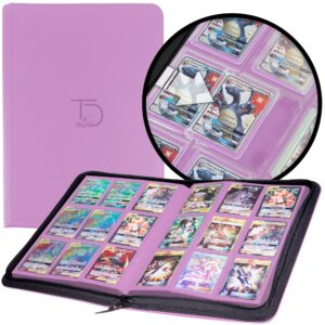 TopDeck TopLoader Binder | Holds 200+ Toploaders Hard Cases | 9 Pocket Trading Cards Album | Long Term Storage Binder | Side Load Sleeves | MTG/Yugioh/TCG Folder | Trading & Sports Holder (Purple)