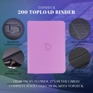 TopDeck TopLoader Binder | Holds 200+ Toploaders Hard Cases | 9 Pocket Trading Cards Album | Long Term Storage Binder | Side Load Sleeves | MTG/Yugioh/TCG Folder | Trading & Sports Holder (Purple)