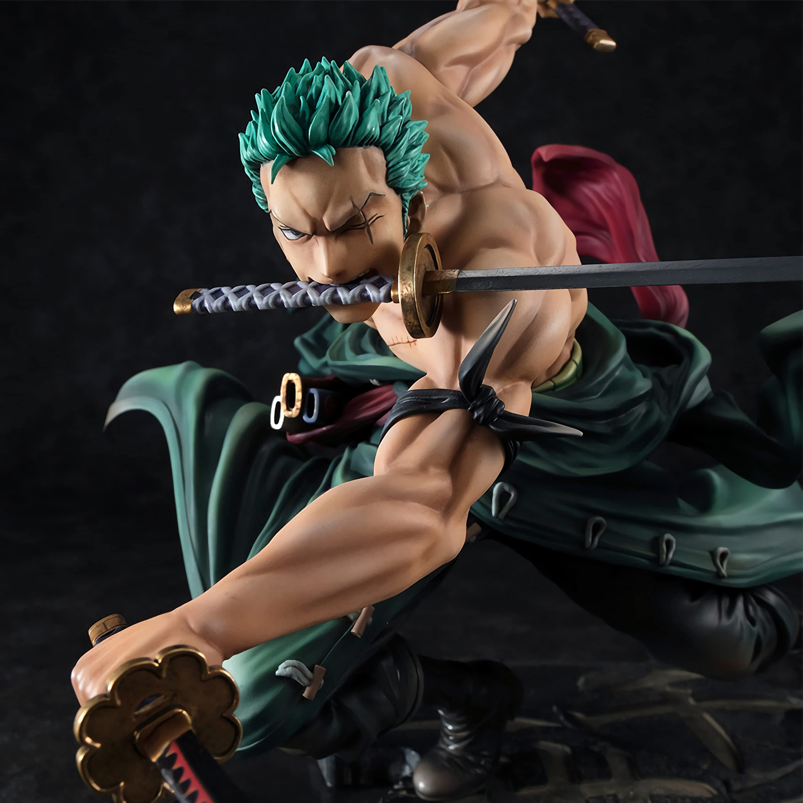 AinShine Roronoa Zoro One Piece Statue Action Figure with One piece Bonus Cards,Realistic Character Model Ornaments,Three Swords Style Secret Technique Three Thousand Worlds SOLDBY Only