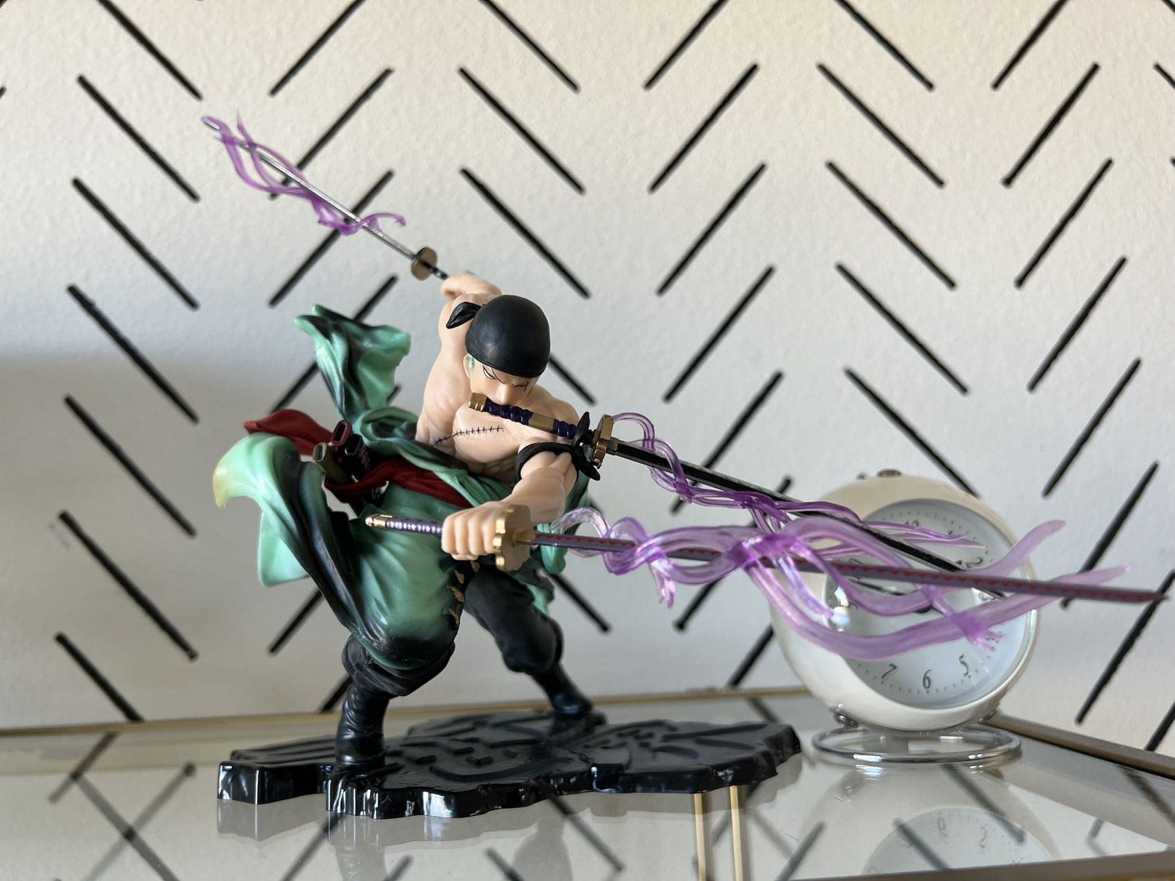 AinShine Roronoa Zoro One Piece Statue Action Figure with One piece Bonus Cards,Realistic Character Model Ornaments,Three Swords Style Secret Technique Three Thousand Worlds SOLDBY Only