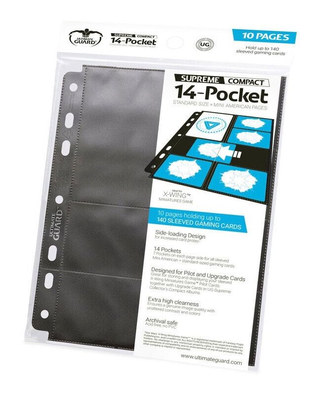 Ultimate Guard Pages 14 Pocket Stand Card Sleeves (10 Piece), Black, Mini