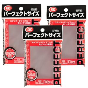 kmc 100 pochettes card barrier perfect size soft sleeves, 3 pack/total 300 pochettes [komainu-dou original package], clear