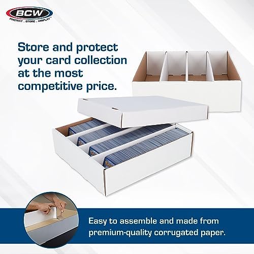 BCW 4ct Monster Box Trading Card Storage Box | Holds 3200 Card | Sports Card Storage Boxes | Trading Card Box | Premium Cardboard Storage Box for Magic, Sports Cards | Assembly Required