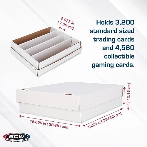 BCW 4ct Monster Box Trading Card Storage Box | Holds 3200 Card | Sports Card Storage Boxes | Trading Card Box | Premium Cardboard Storage Box for Magic, Sports Cards | Assembly Required