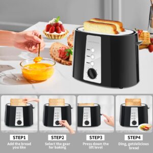 SEEDEEM Toaster 2 Slice, Extra Wide Slot Toaster, 7 Shade Settings, Bread Toaster with Cancel, Defrost, Reheat Function, Extra Wide Slots for Waffle or Bagel, Removable Crumb Tray, 750W, Classic Black