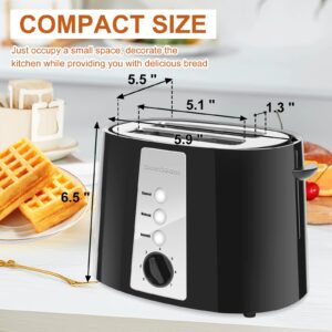 SEEDEEM Toaster 2 Slice, Extra Wide Slot Toaster, 7 Shade Settings, Bread Toaster with Cancel, Defrost, Reheat Function, Extra Wide Slots for Waffle or Bagel, Removable Crumb Tray, 750W, Classic Black