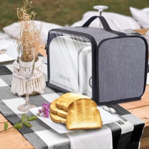 Toaster Cover with Base for 2 Slice Wide Slot, Toaster Oven Cover Compatible with Cuisinart, Small Bread Cover, 2 Slice Toaster Covers with Zipper Pockets Buffalo Check (Cover Only)