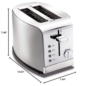 KRUPS 2 Slice Toaster with 6 browning levels and 4 easy-to-use functions, Stainless Steel, Silver