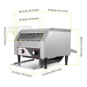 Dyna-Living Commercial Toaster 450 Slices/Hour Conveyor Toaster Heavy Duty Commercial Toaster for Restaurant 2600W Conveyor Belt Toaster Oven for Bagel Bread