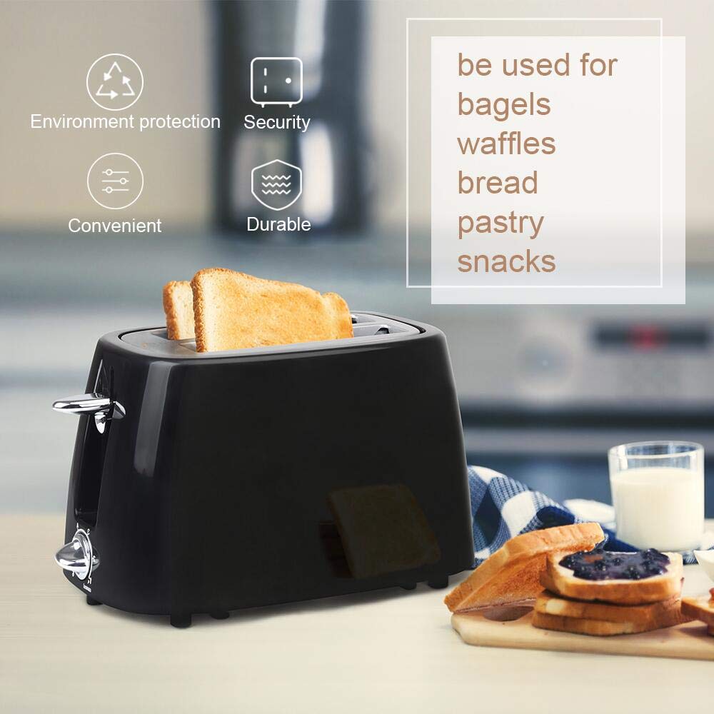 prepAmeal 2 Slice Toaster Bagel Toaster Small Bake Toaster with 6 Browning Setting, Cancel Function, Extra Wide Slots, for Bagels, Waffles, Breads, Puff Pastry, Snacks (2-Slice, Black)