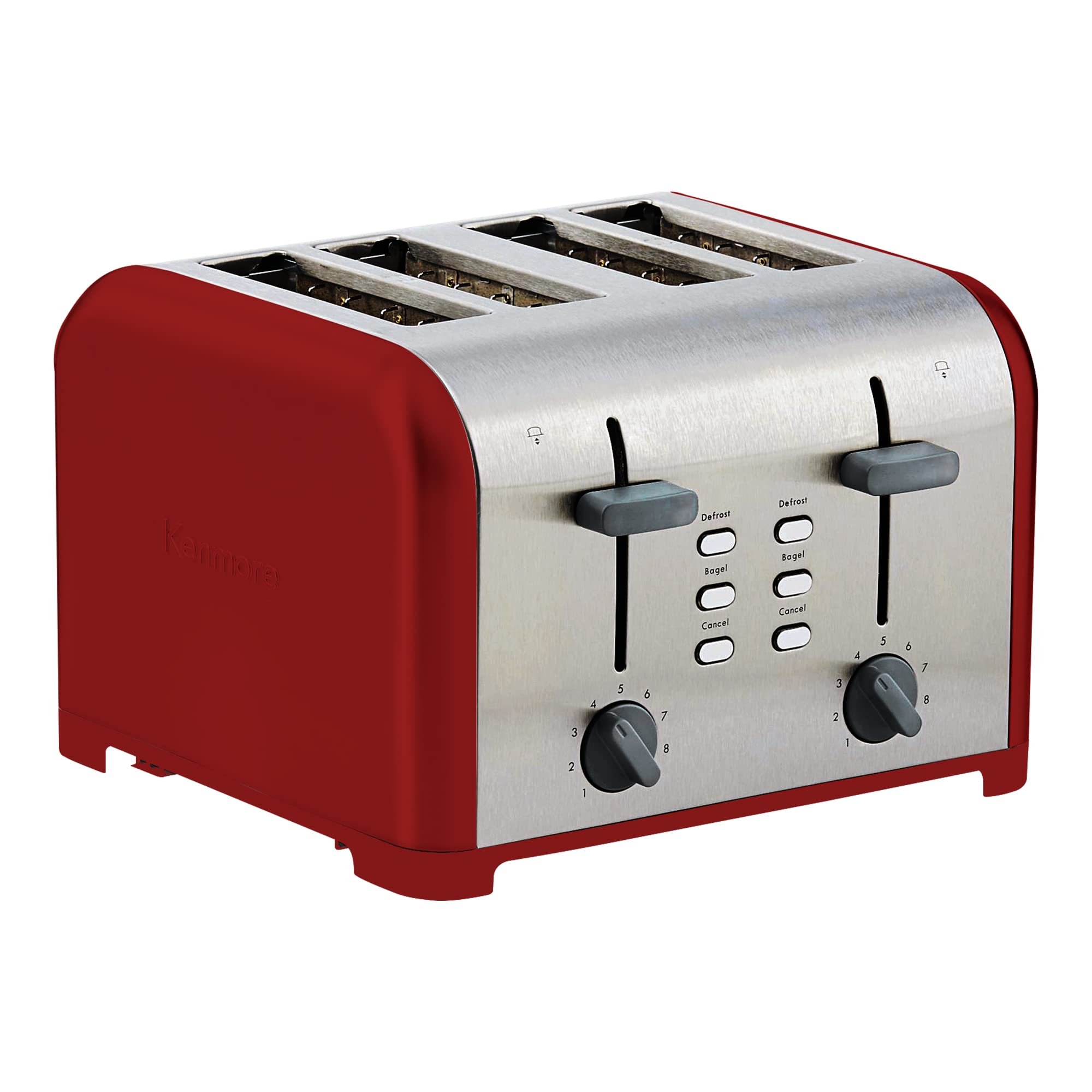 Kenmore 40604 4-Slice Toaster with Dual Controls in Red