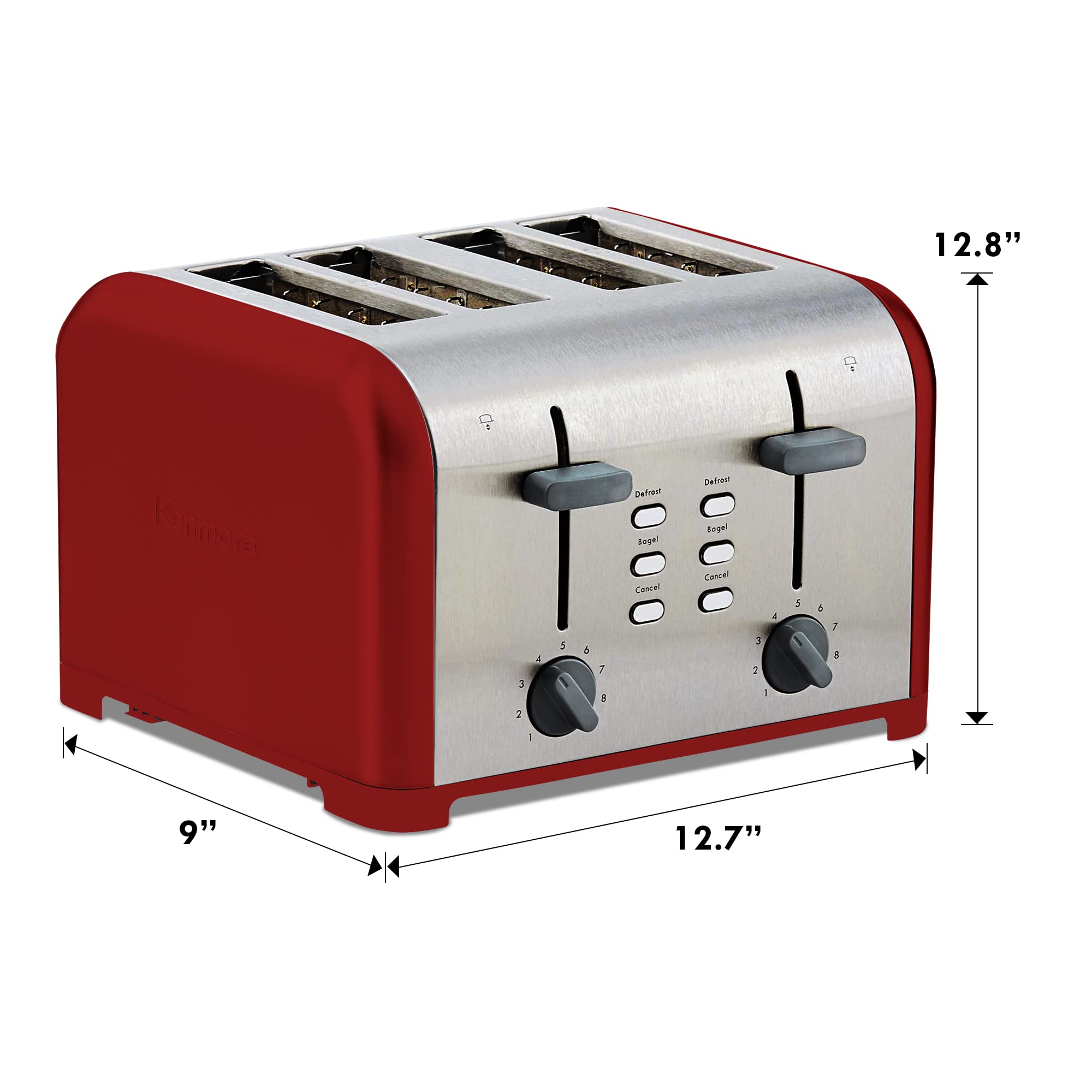 Kenmore 40604 4-Slice Toaster with Dual Controls in Red