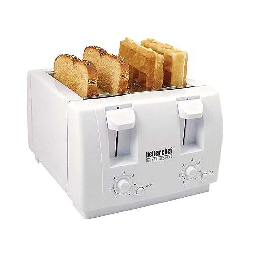 Better Chef Economic 4-Slice Toaster | Dual Controls | Crumb Tray (White)