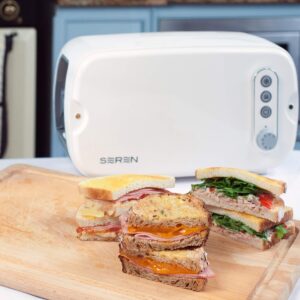 BergHOFF Seren Side Loading Toaster with Cool Touch Exterior and Removable Crumb Tray, White, Without Serving Tray