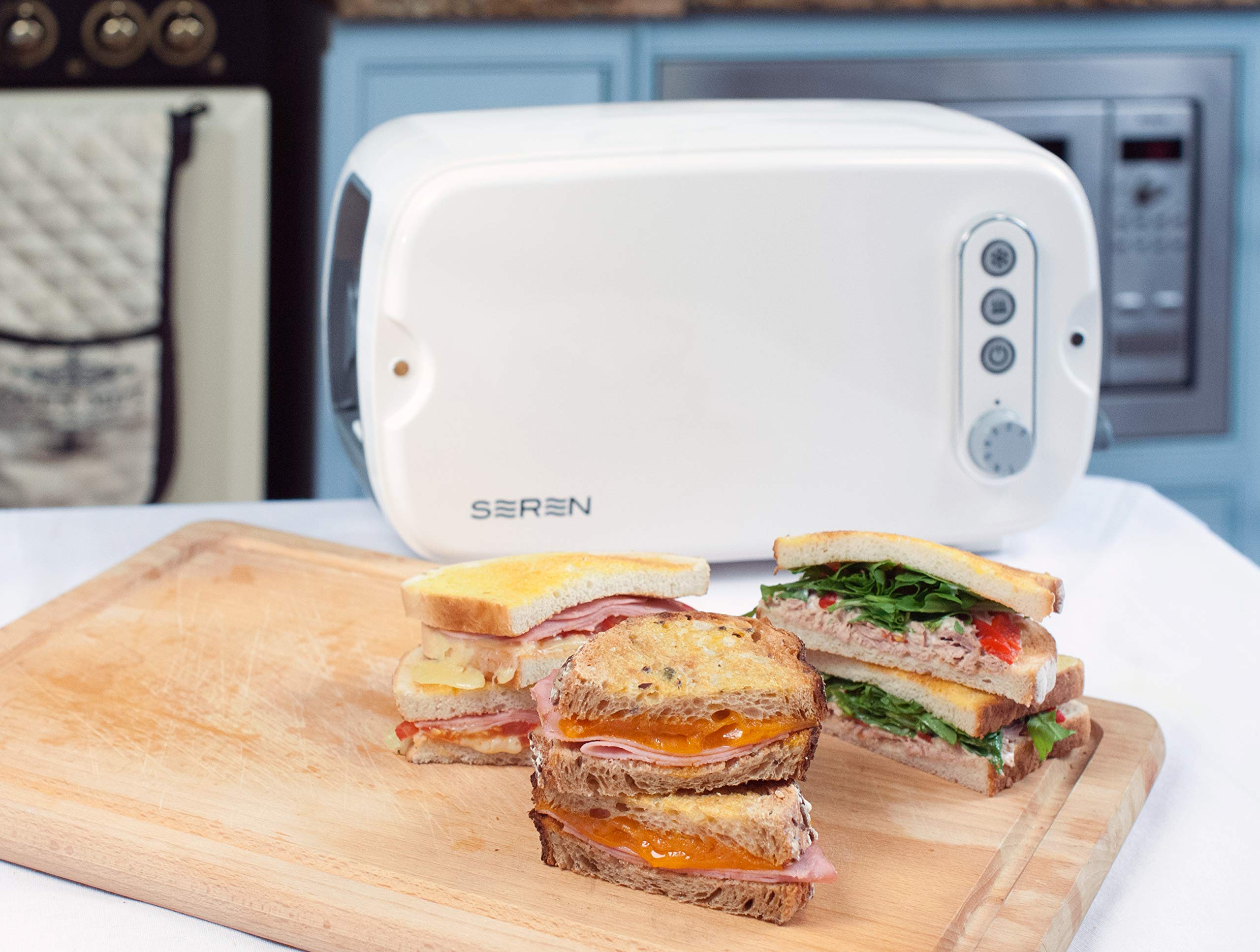 BergHOFF Seren Side Loading Toaster with Cool Touch Exterior and Removable Crumb Tray, White, Without Serving Tray