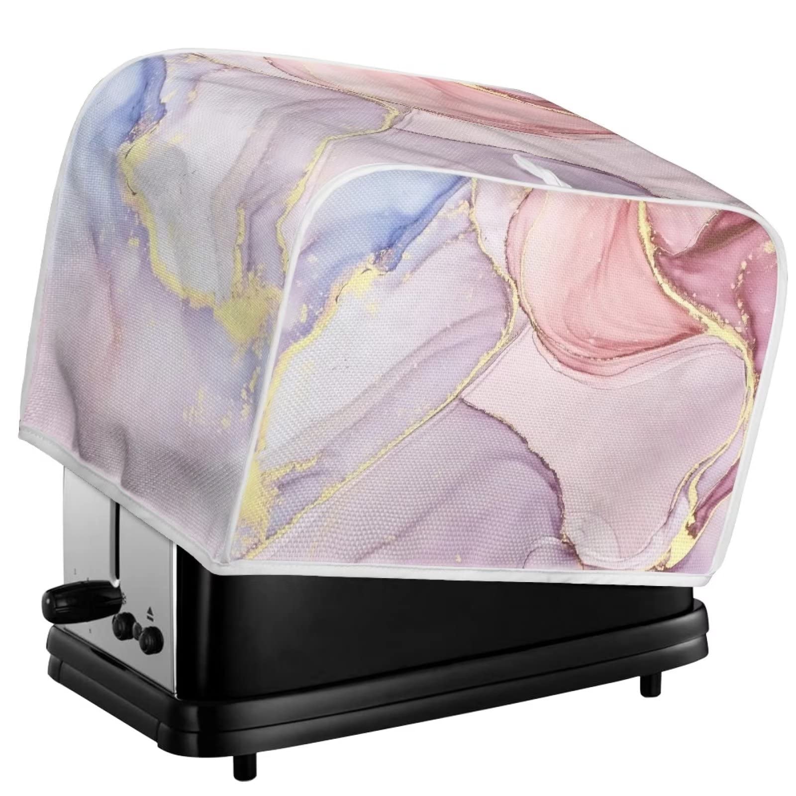 Suhoaziia Marble Pink Toaster Cover, 2 Slice Toaster Cover, Small Appliance Covers, Waterproof Bread Machine Cover, Dust and Fingerprint Protection, Kitchen Organization and Storage