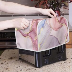 Suhoaziia Marble Pink Toaster Cover, 2 Slice Toaster Cover, Small Appliance Covers, Waterproof Bread Machine Cover, Dust and Fingerprint Protection, Kitchen Organization and Storage