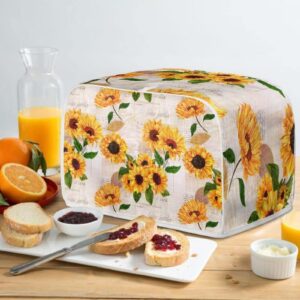 FOR U DESIGNS Toaster Dust Cover 2 Slice,Retro Sunflowers Print Bread Maker Cover Toasters Covers Washable Stain Resistant Kitchen Small Appliance Cover