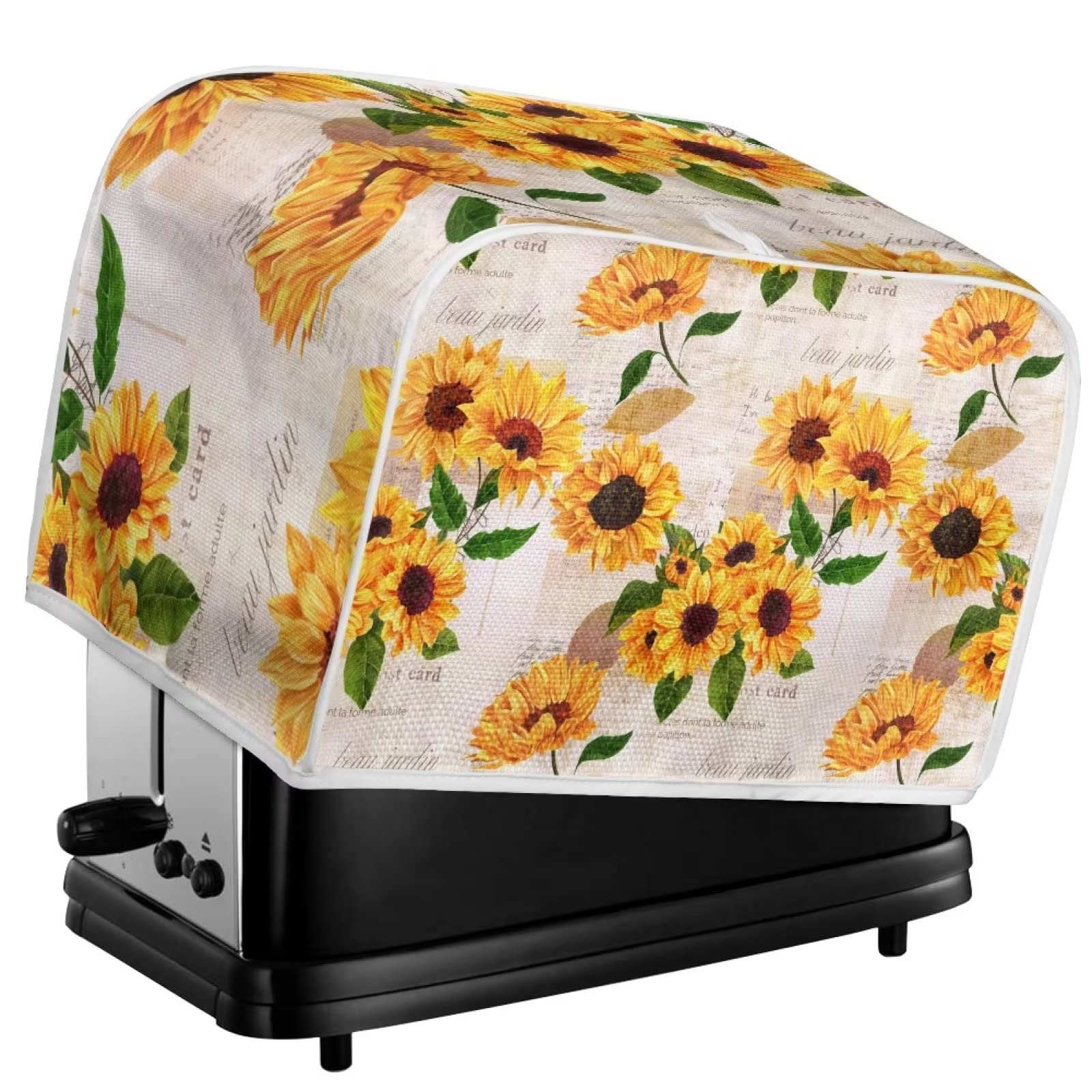 FOR U DESIGNS Toaster Dust Cover 2 Slice,Retro Sunflowers Print Bread Maker Cover Toasters Covers Washable Stain Resistant Kitchen Small Appliance Cover