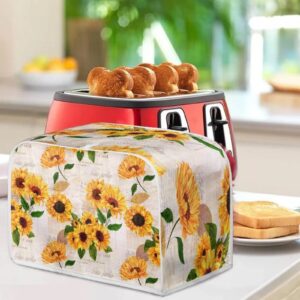 FOR U DESIGNS Toaster Dust Cover 2 Slice,Retro Sunflowers Print Bread Maker Cover Toasters Covers Washable Stain Resistant Kitchen Small Appliance Cover