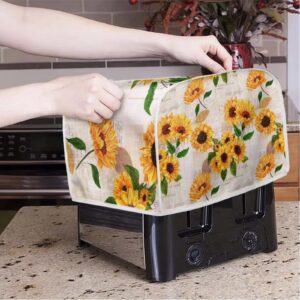 FOR U DESIGNS Toaster Dust Cover 2 Slice,Retro Sunflowers Print Bread Maker Cover Toasters Covers Washable Stain Resistant Kitchen Small Appliance Cover