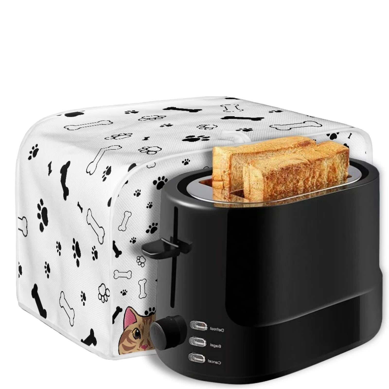 Baxinh Cat Paw Print Bread Maker Cover Toaster Oven Cover, Dustproof Toaster Cover Fits for Most Standard 2 Slice Bread Machine, Small Kitchen Appliance