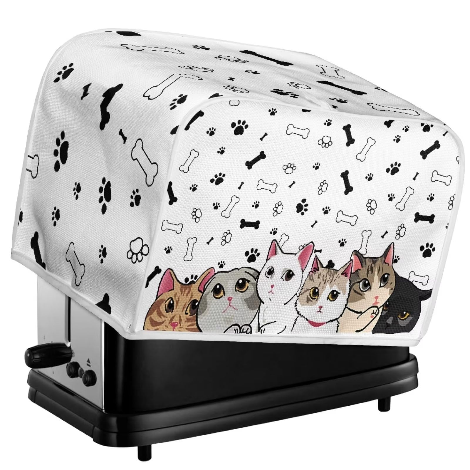 Baxinh Cat Paw Print Bread Maker Cover Toaster Oven Cover, Dustproof Toaster Cover Fits for Most Standard 2 Slice Bread Machine, Small Kitchen Appliance