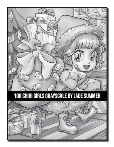 100 Chibi Girls Grayscale: An Adult Coloring Book Collection with Cute Girls, Fantasy, Horror, Christmas, and More! (Grayscale Coloring Books)