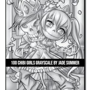 100 Chibi Girls Grayscale: An Adult Coloring Book Collection with Cute Girls, Fantasy, Horror, Christmas, and More! (Grayscale Coloring Books)