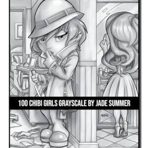 100 Chibi Girls Grayscale: An Adult Coloring Book Collection with Cute Girls, Fantasy, Horror, Christmas, and More! (Grayscale Coloring Books)