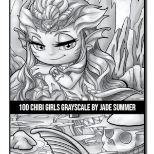 100 Chibi Girls Grayscale: An Adult Coloring Book Collection with Cute Girls, Fantasy, Horror, Christmas, and More! (Grayscale Coloring Books)