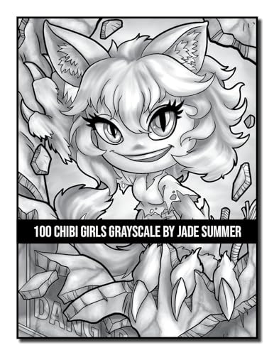 100 Chibi Girls Grayscale: An Adult Coloring Book Collection with Cute Girls, Fantasy, Horror, Christmas, and More! (Grayscale Coloring Books)