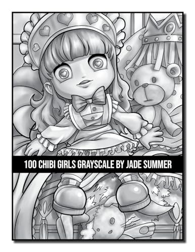 100 Chibi Girls Grayscale: An Adult Coloring Book Collection with Cute Girls, Fantasy, Horror, Christmas, and More! (Grayscale Coloring Books)