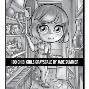 100 Chibi Girls Grayscale: An Adult Coloring Book Collection with Cute Girls, Fantasy, Horror, Christmas, and More! (Grayscale Coloring Books)