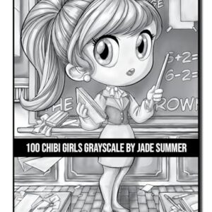 100 Chibi Girls Grayscale: An Adult Coloring Book Collection with Cute Girls, Fantasy, Horror, Christmas, and More! (Grayscale Coloring Books)