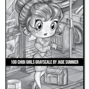 100 Chibi Girls Grayscale: An Adult Coloring Book Collection with Cute Girls, Fantasy, Horror, Christmas, and More! (Grayscale Coloring Books)